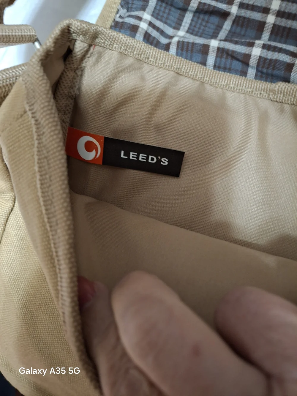 Vintage Field & Co. Canvas Messenger Bag with Leather Trim - Tan